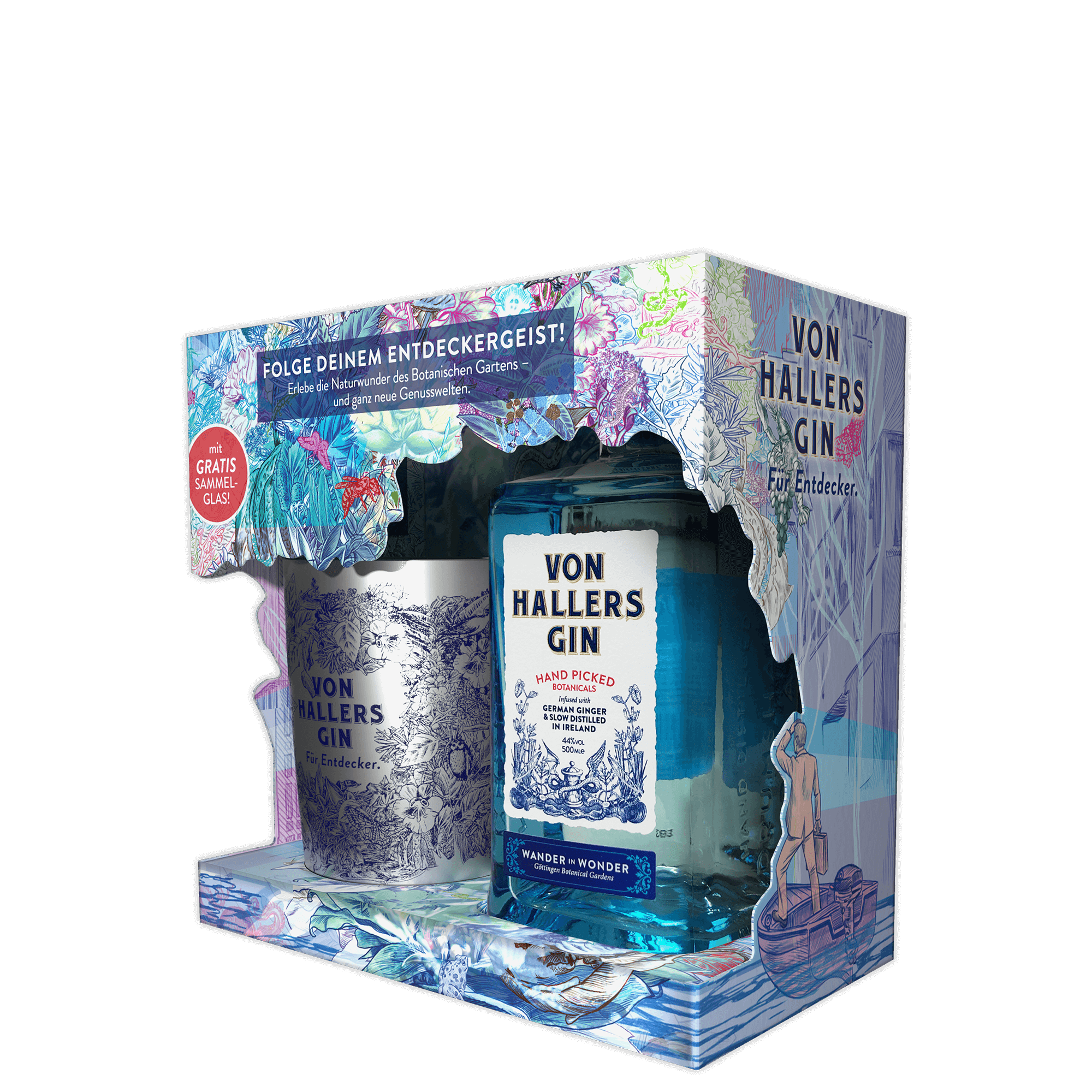 VON HALLERS GIN 0,5l in Geschenkverpackung mit Gratis Glas