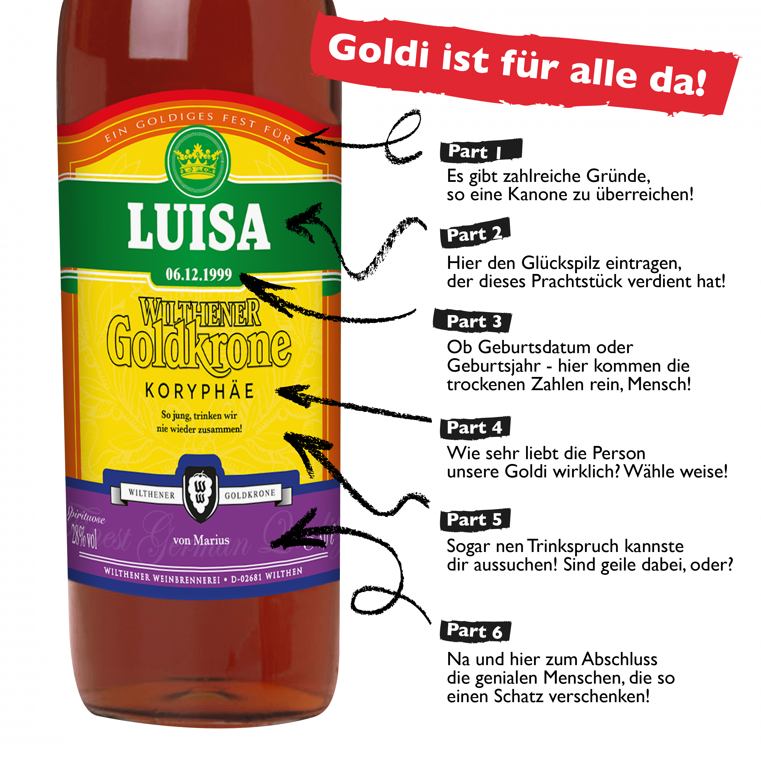 WILTHENER Goldkrone 3,0l - mit individuellem Etikett